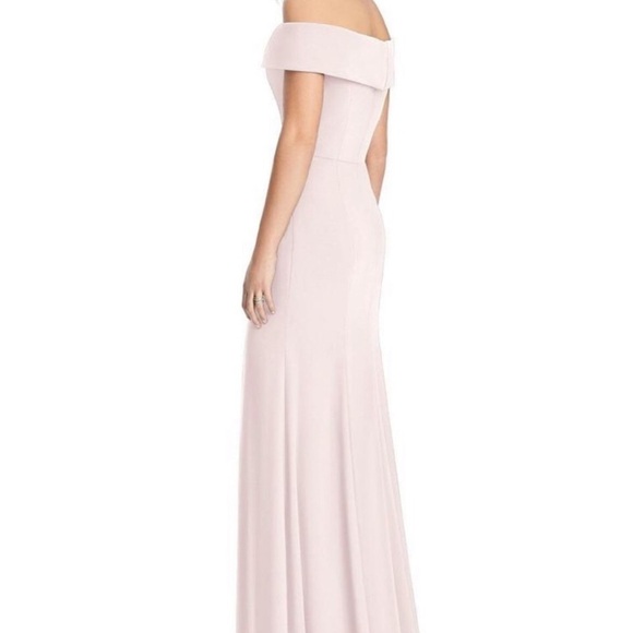 DESSY COLLECTION Silver Stone Blue off shoulder full length dress Size 16 NWT - Picture 13 of 15